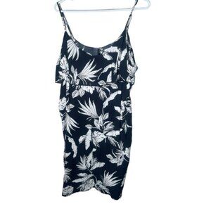 Old Navy XXL Dress Sundress Black White Tropical Beach Vacation Summer Flowy 2XL